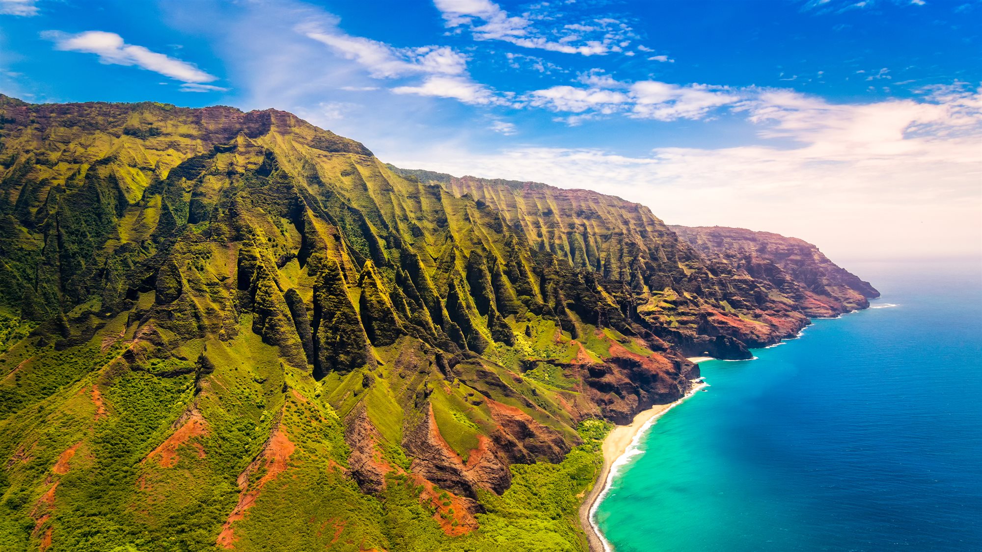 Cruise ship off the Na Pali coast of Hawaii